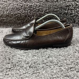 Ennesi Gold Shoes Mens 11 M Leather Loafers Slip On Pleated Brown Dress VTG